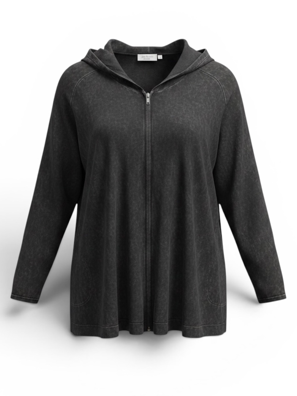 Jess & Jane Washed Black Zip-Up Hooded Sweatshirt XL